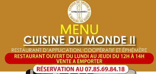 You are currently viewing Cuisine du monde II/ Vente à emporter- Menus du 10 au 12 mai