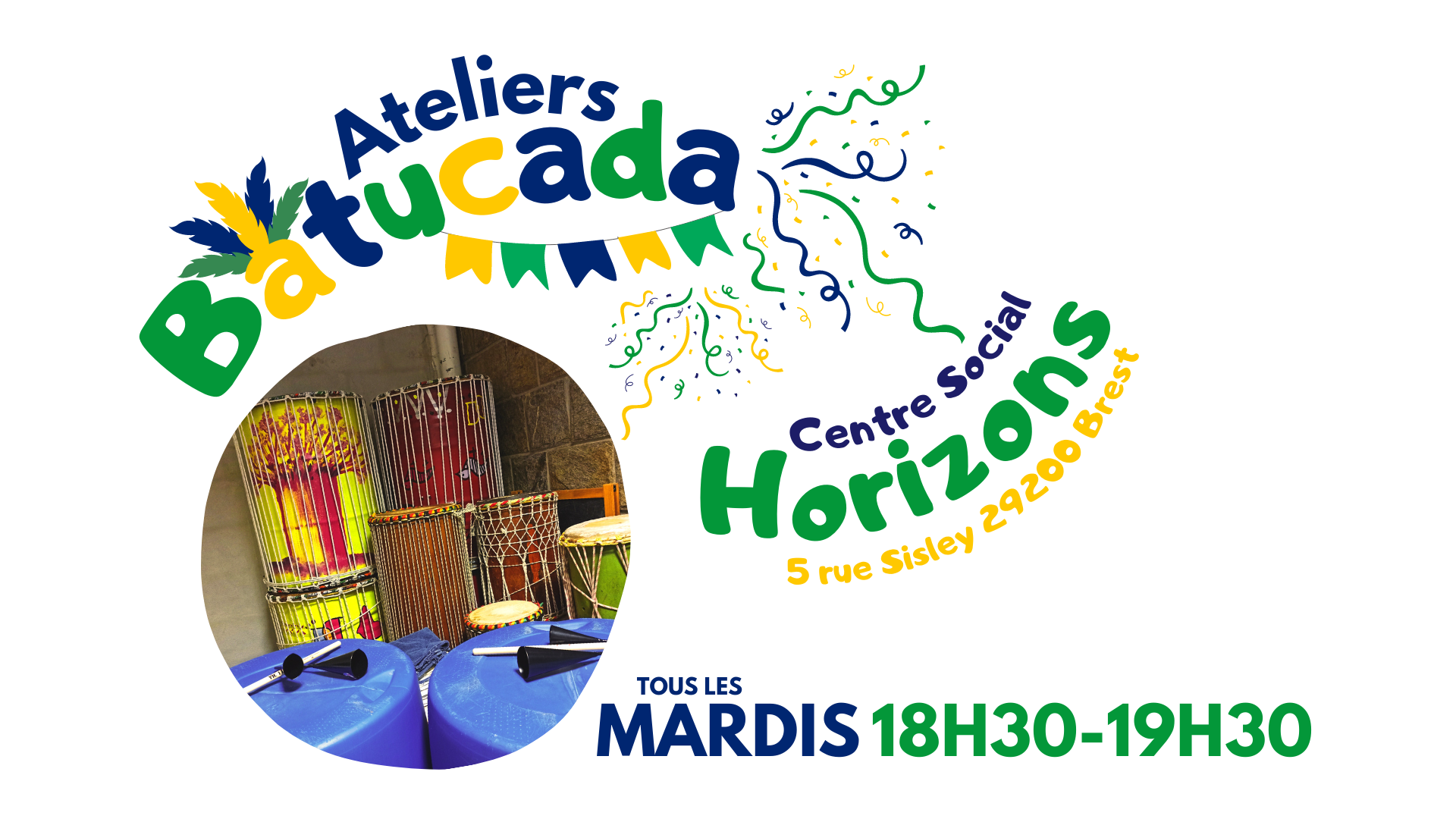 You are currently viewing Ateliers Batucada, tous les mardis de 18h30 à 19h30