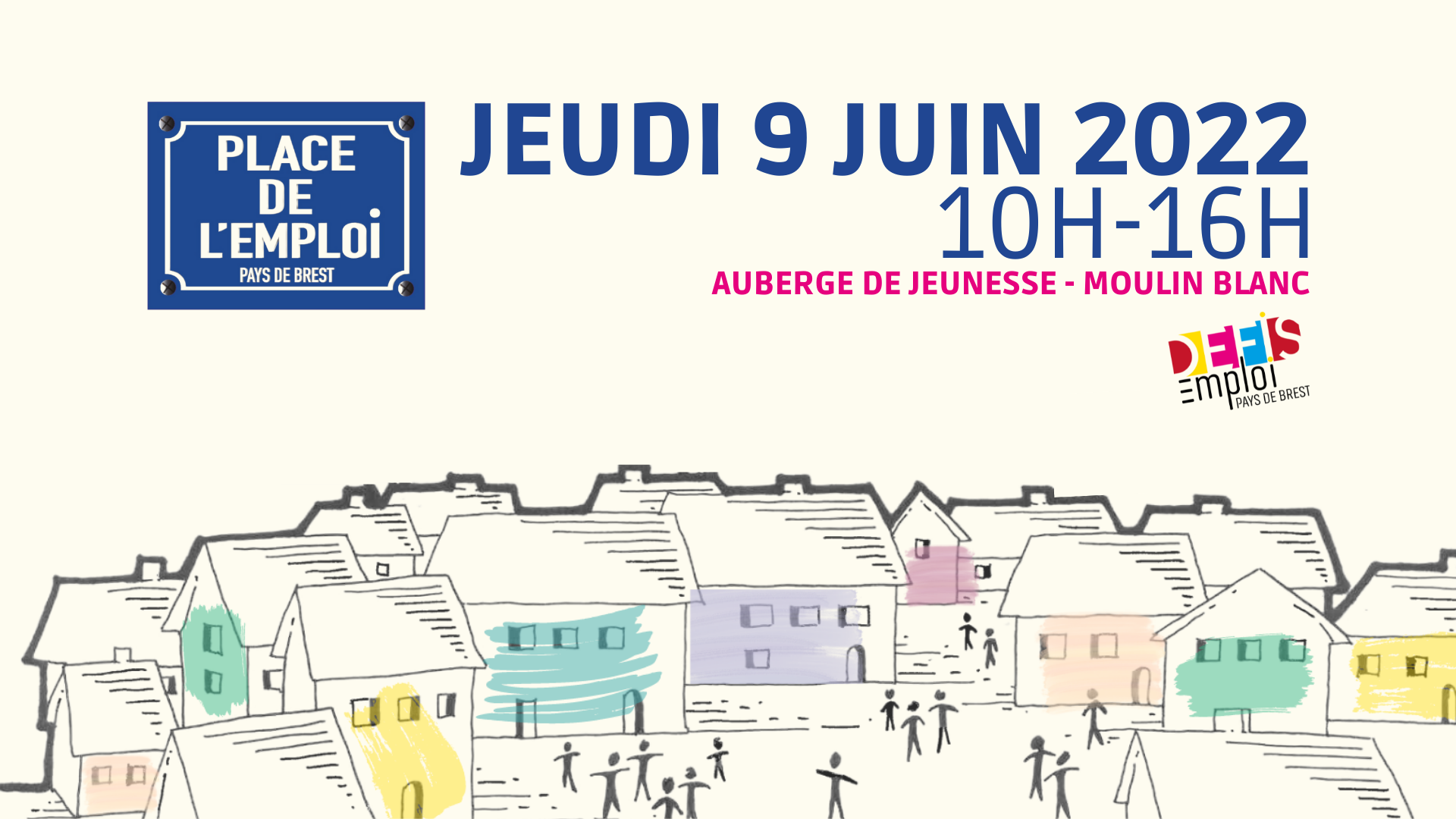 You are currently viewing Place de l’emploi le Jeudi 9 juin de 10h à 16h au Moulin Blanc